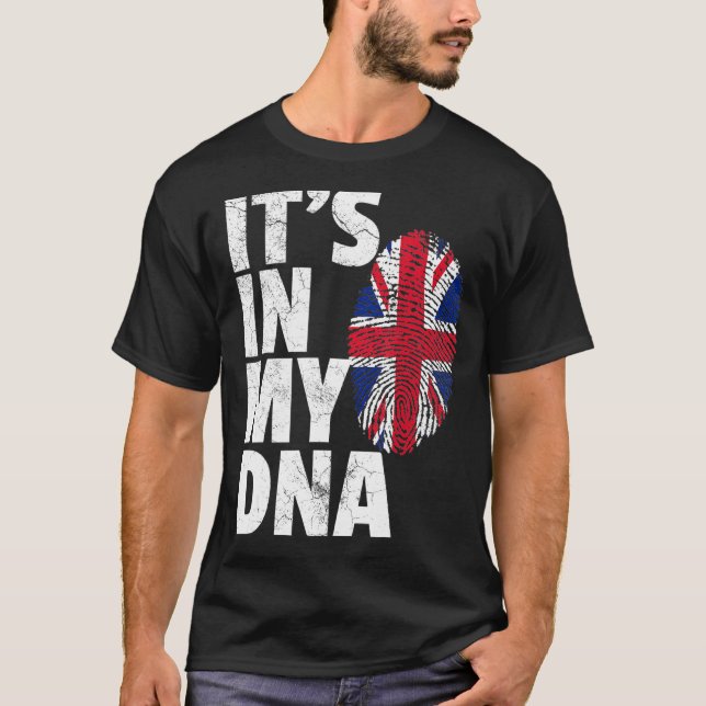 Uk Union Jack England Flag It's In My Dna Christma T-Shirt (Front)