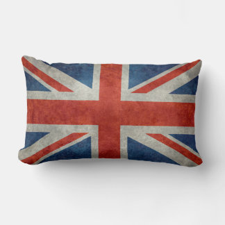 UK Union Jack Flag in retro style vintage textures Lumbar Cushion