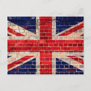 UK Union Jack flag on a brick wall Postcard