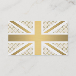 UK Union Jack Flag with Gold Equestrian Pattern Business Card