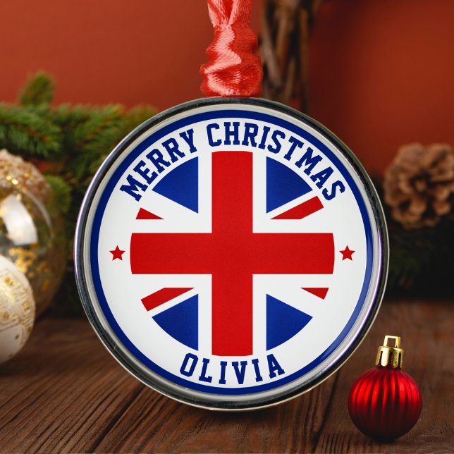 UK United Kingdom Flag London British Britain Metal Ornament (UK United Kingdom Flag London British Britain Metal Ornament)