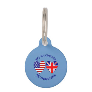 UK USA Country Heritage Pet Tag