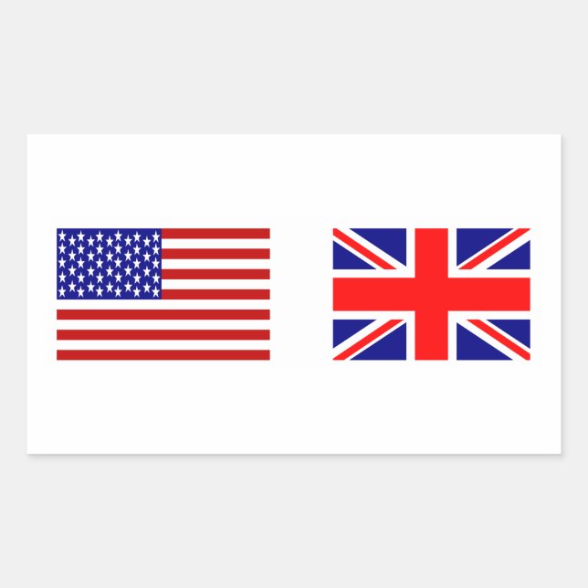 UK & USA Flags Side by Side Rectangular Sticker (Front)