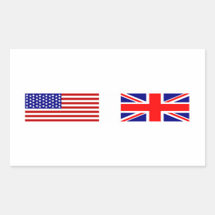 UK & USA Flags Side by Side Rectangular Sticker