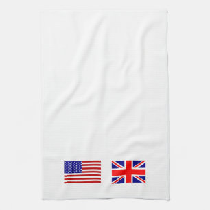 UK & USA Flags Side by Side Tea Towel