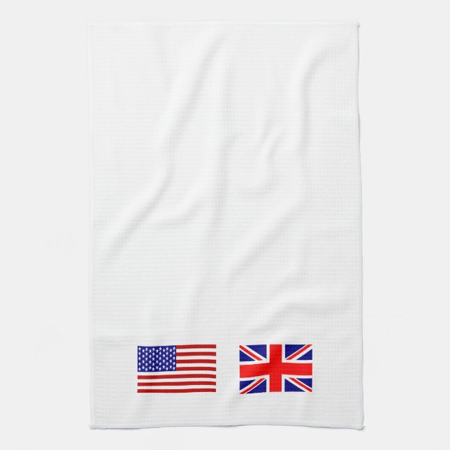 UK & USA Flags Side by Side Tea Towel (Vertical)