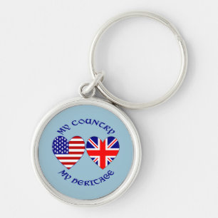 UK USA My Country My Heritage Key Ring