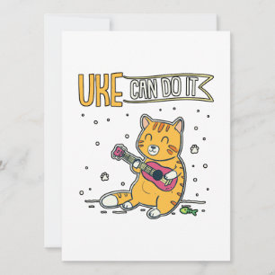 UKE Can Do It Ukulele Ukelele Cat Guitar Music Holiday Card
