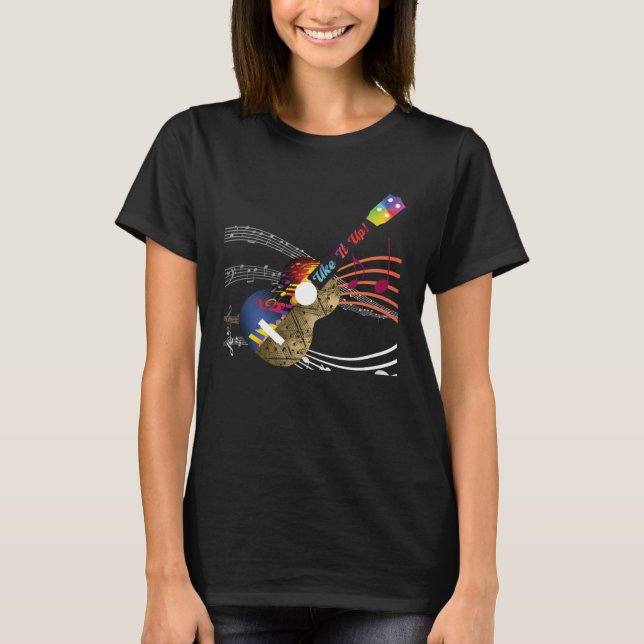 Uke It UP with musical notes Ukulele T-Shirt (Front)