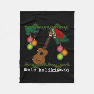 Uke Mele Kalikimaka Ukulele Christmas Songs Aloha Fleece Blanket