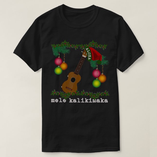 Uke Mele Kalikimaka Ukulele Christmas Songs Aloha  T-Shirt (Design Front)