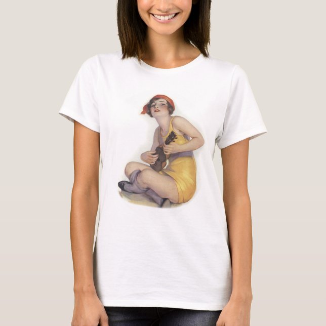 Uke Playing Flapper Ladies light long sleeve Tee (Front)