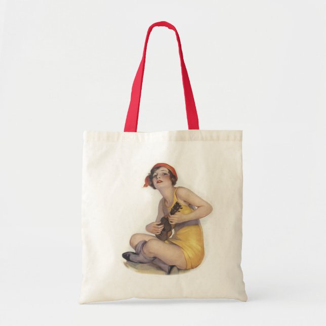 Uke Playing Flapper Tote Bag (Front)