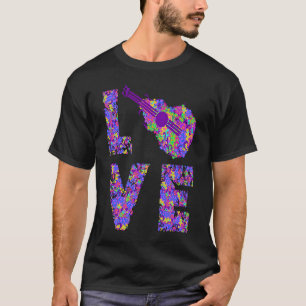 Ukelele Love Hawaii Flowers Love Uke Guitarist Ins T-Shirt