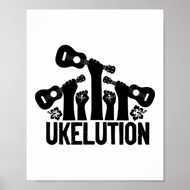 Ukelution Ukulele Player Hawaiian Musician Poster (Front)