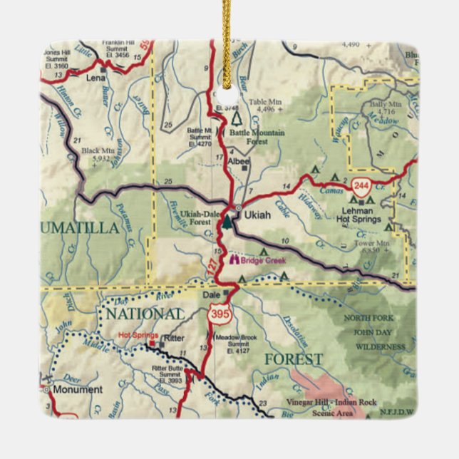 Ukiah OR Map Ceramic Ornament (Back)