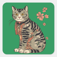 Ukiyo-e Cat and flowers Pattern Vol.2