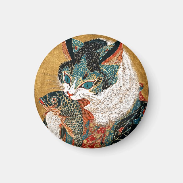 Ukiyo-e Cat | Japanese Art Magnet (Front)