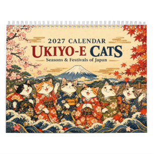 Ukiyo-e Cats 2027 Calendar Japanese Art Seasons