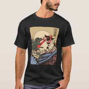Ukiyo-e Catzilla Samurai versus Giant Kaiju  T-Shirt