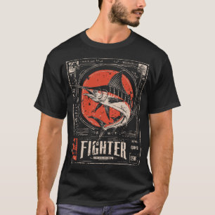 Ukiyo-e Fighter Swordfish Warrior Fish Portrait T-Shirt