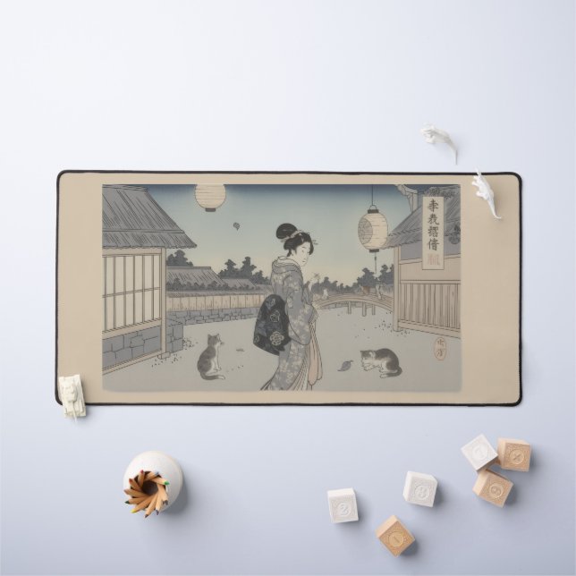 Ukiyo-e Inspired mouse pad– Dramatic JAPAN Desk Mat (Kids Table)