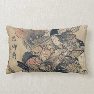 Ukiyo-e Old Japanese Painting Of Two Samurais Lumbar Cushion