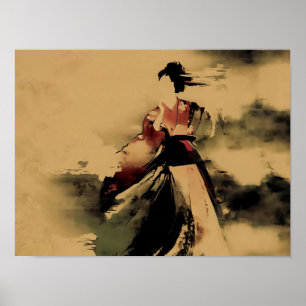 UKIYO-E Painting of a Women Poster
