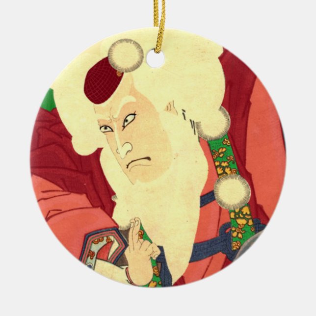 Ukiyo-e Santa Claus Ceramic Tree Decoration (Front)