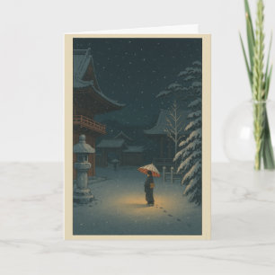 Ukiyo-e Temple Japanese Christmas Card