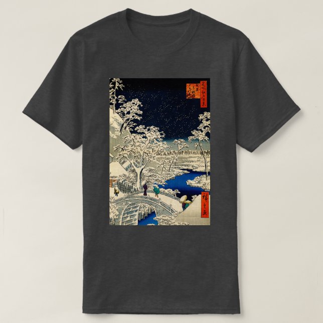 Ukiyoe Ando Hiroshige Yuhi Hill and the Drum Bridg T-Shirt (Design Front)