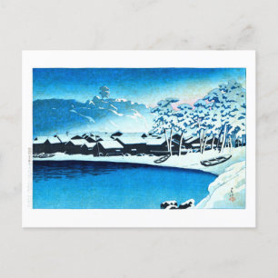 ukiyoe [hasui] C28 Dawn snow at the port of Ogi Postcard