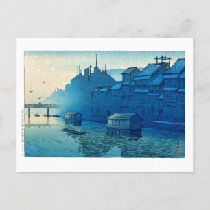 ukiyoe [hasui] C29 Morning at Dotonbori, Osaka Postcard