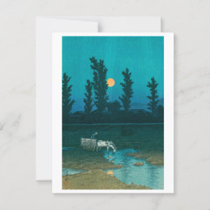 ukiyoe hasui No52 Evening moon over Nakanosima Postcard