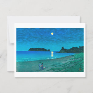 ukiyoe hasui No54 Full moon at Beach Postcard