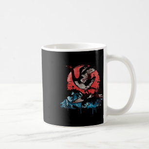 Ukiyoe Red Crowned Crane Surfing Great Wave Japan  Coffee Mug