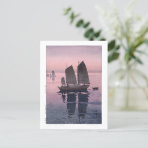 ukiyoe - Yoshida - 12 - Sailing Boats-Evening - Postcard