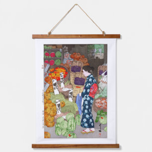 ukiyoe - Yoshida - 16 - Honest Greengrocery, Nezu  Hanging Tapestry