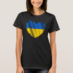 Ukrain Flag On Shape Of Heart Ukranian Ukrain   T-Shirt