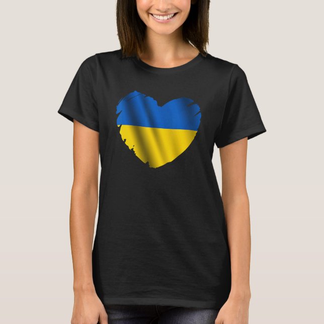 Ukrain Flag On Shape Of Heart Ukranian Ukrain   T-Shirt (Front)