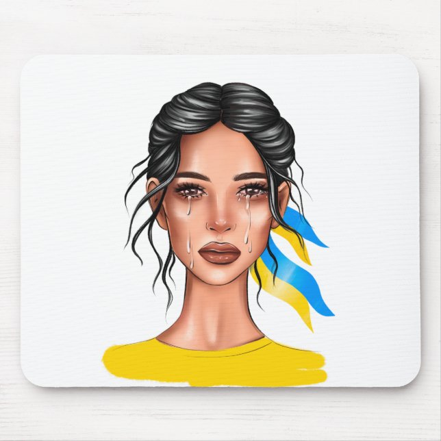 Ukrain Stop War Black Hair Mouse Pad (Front)