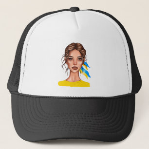 Ukrain Stop War Brown Hair Trucker Hat