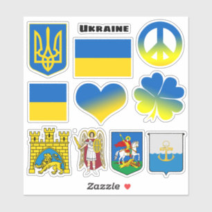 Ukraina Stickers - Flag, Peace, Kiyv, Lviv / Heart