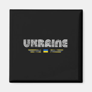 Ukraine 70s 80s Retro Type Flag Graphic  Magnet