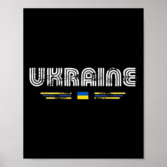 Ukraine 70s 80s Retro Type Flag Graphic  Poster (Front)