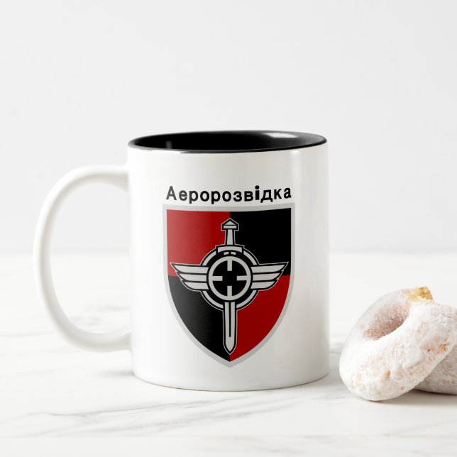 Ukraine Aerorozvidka   Two-Tone Coffee Mug (With Donut)