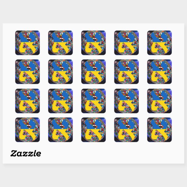 Ukraine Alef Flag Square Sticker (Sheet)