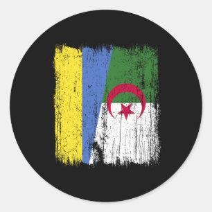 Ukraine Algeria Half Flag Ukrainian Algerian Herit Classic Round Sticker