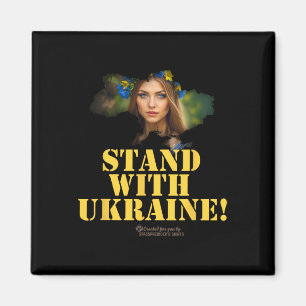 Ukraine Allegorical Figure Woman Slogan Stand With Magnet