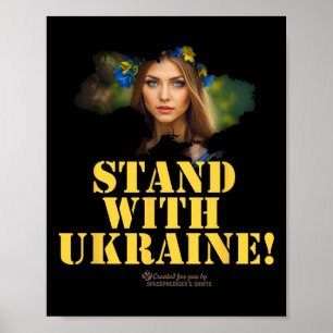 Ukraine Allegorical Figure Woman Slogan Stand With Poster